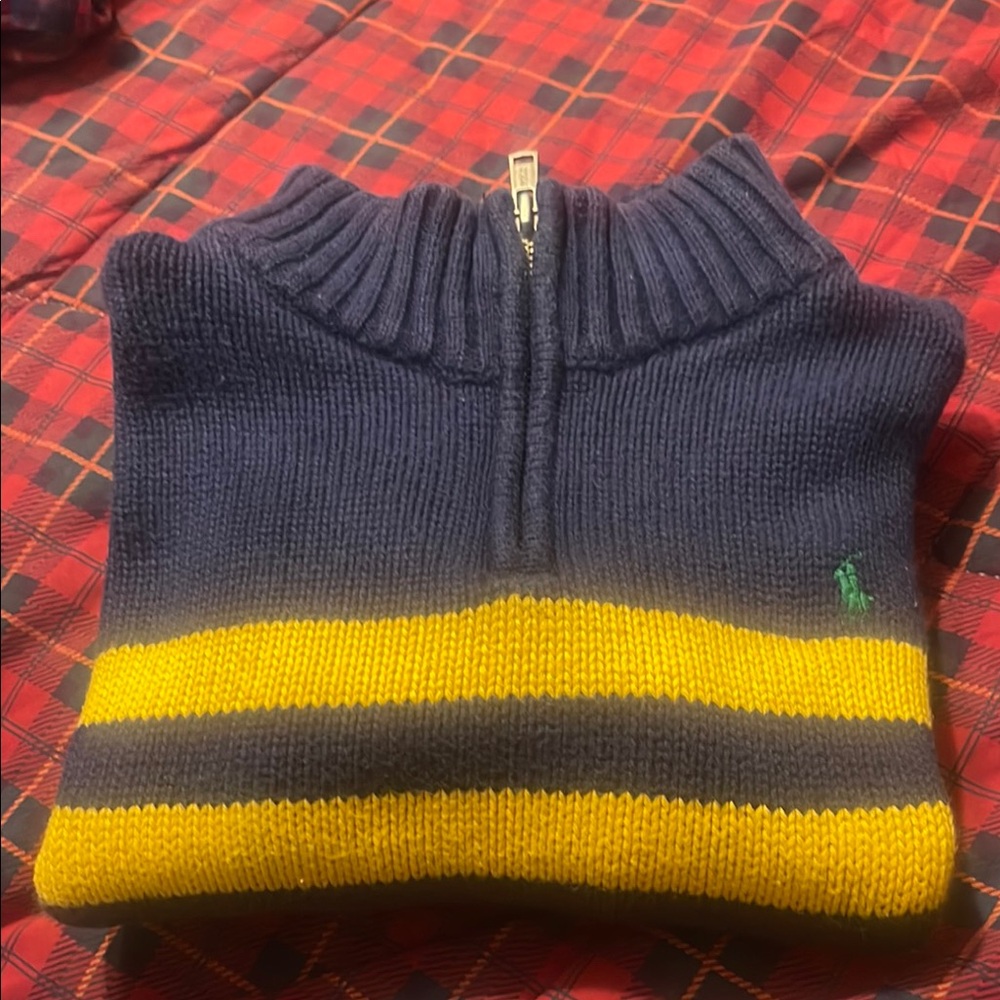 Polo by Ralph Lauren Blue and Yellow Zip Up Sweater